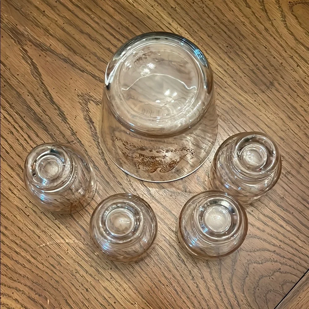 Vintage MCM Barware Set with Ice Bucket and 4 Glasses‎